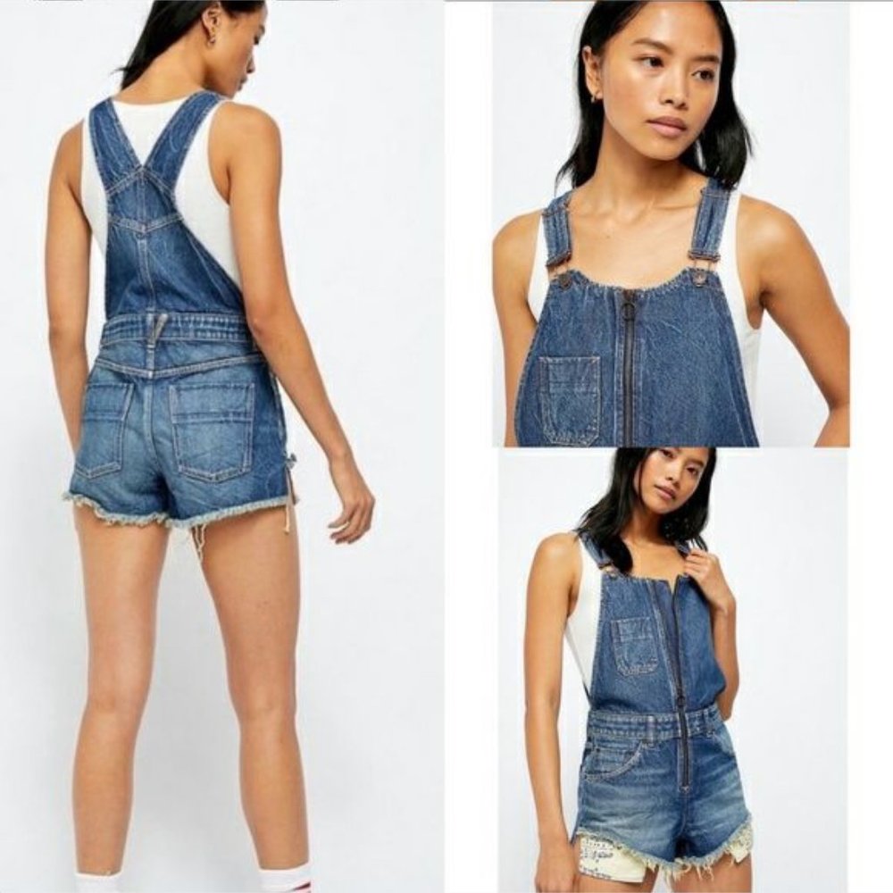Free People Sunkissed Denim Romper AURA BLUE Size 4 NEW w/Tag $108